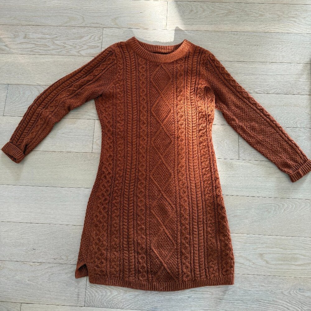 Merona Burnt Orange Cable Knit Sweater Dress – Size M